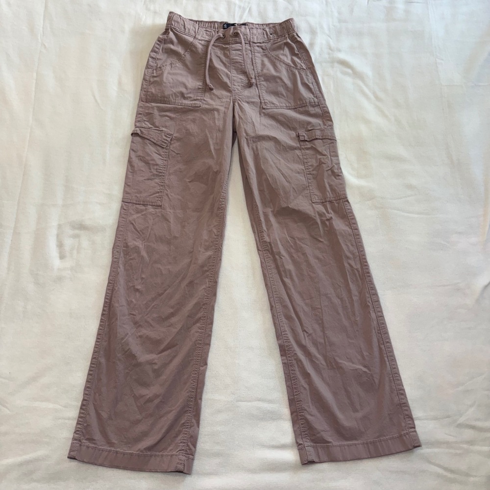Hollister Adjustable Rise Baggy Cargo Pants Mauve Purple XS L Wide Leg Utility